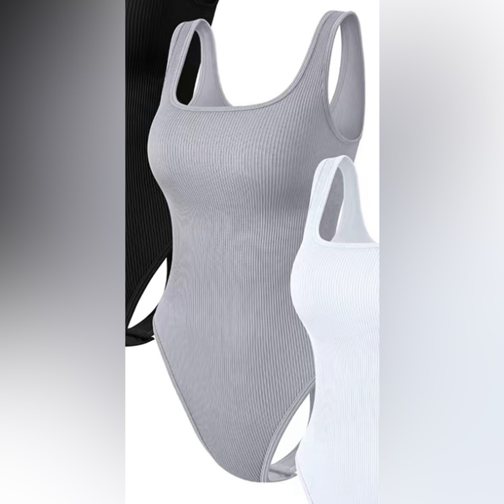 NWOT - QQQ Ribbed Shapewear Thong Bodysuit (Grey)